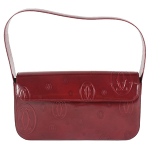カルティエ(Cartier) ハンドバッグ ハッピーバースデー パテントレザー レッド ワンショルダー Bランク カルティエ買取相場