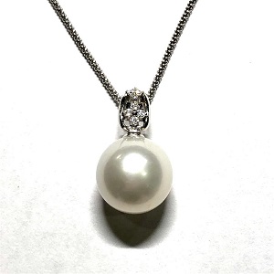 パール メレダイヤ MD( 0.13ct K18WG ネックレス パール買取相場